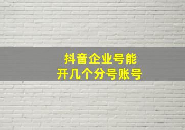 抖音企业号能开几个分号账号