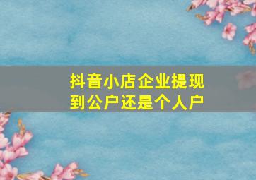 抖音小店企业提现到公户还是个人户