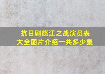 抗日剧怒江之战演员表大全图片介绍一共多少集