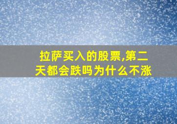 拉萨买入的股票,第二天都会跌吗为什么不涨