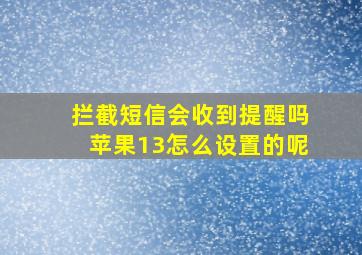 拦截短信会收到提醒吗苹果13怎么设置的呢