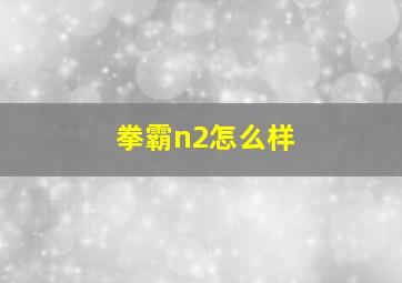 拳霸n2怎么样