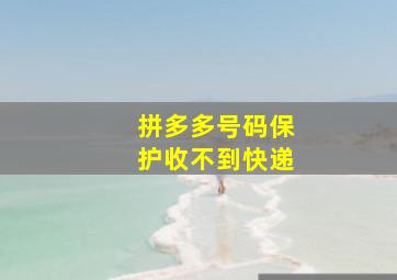 拼多多号码保护收不到快递