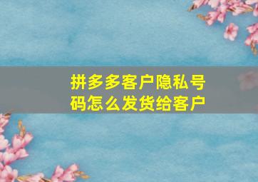 拼多多客户隐私号码怎么发货给客户