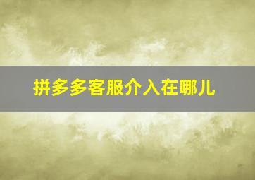 拼多多客服介入在哪儿