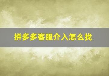 拼多多客服介入怎么找