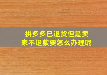 拼多多已退货但是卖家不退款要怎么办理呢