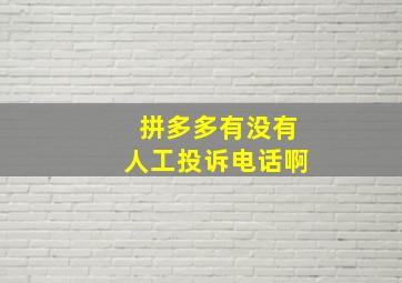 拼多多有没有人工投诉电话啊