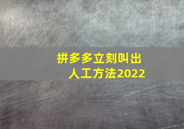 拼多多立刻叫出人工方法2022