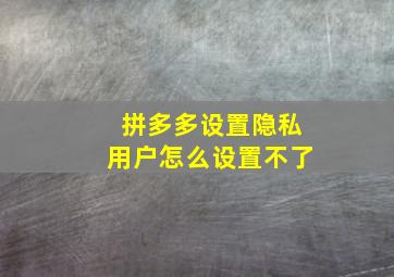 拼多多设置隐私用户怎么设置不了