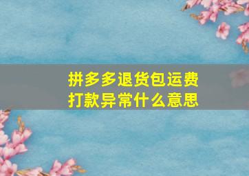 拼多多退货包运费打款异常什么意思