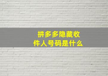 拼多多隐藏收件人号码是什么