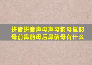 拼音拼音声母声母韵母复韵母前鼻韵母后鼻韵母有什么