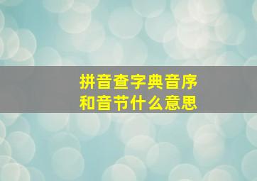 拼音查字典音序和音节什么意思