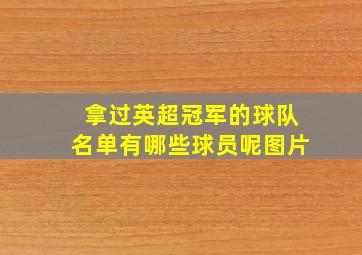 拿过英超冠军的球队名单有哪些球员呢图片