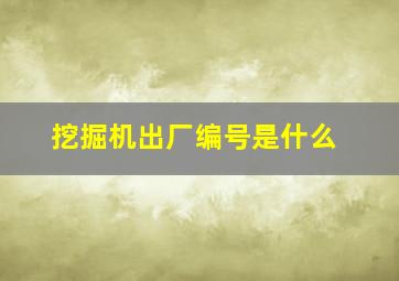 挖掘机出厂编号是什么