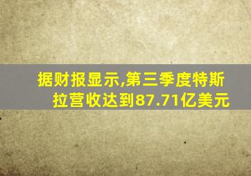 据财报显示,第三季度特斯拉营收达到87.71亿美元