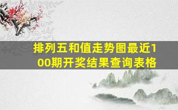 排列五和值走势图最近100期开奖结果查询表格