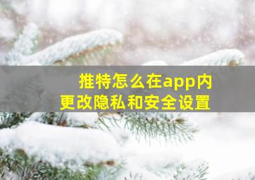 推特怎么在app内更改隐私和安全设置