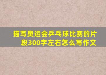 描写奥运会乒乓球比赛的片段300字左右怎么写作文