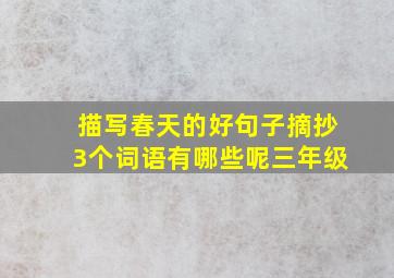 描写春天的好句子摘抄3个词语有哪些呢三年级