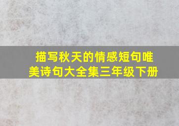 描写秋天的情感短句唯美诗句大全集三年级下册