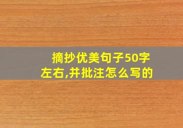 摘抄优美句子50字左右,并批注怎么写的