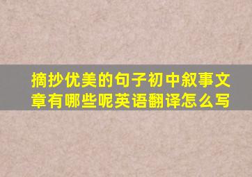 摘抄优美的句子初中叙事文章有哪些呢英语翻译怎么写