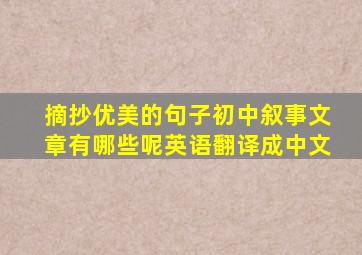 摘抄优美的句子初中叙事文章有哪些呢英语翻译成中文