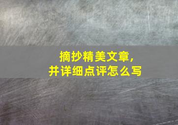 摘抄精美文章,并详细点评怎么写