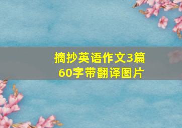 摘抄英语作文3篇60字带翻译图片