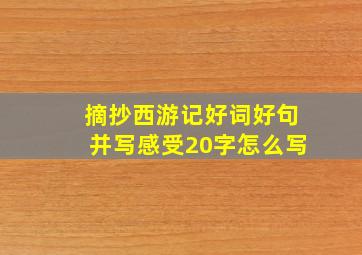 摘抄西游记好词好句并写感受20字怎么写