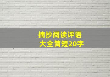 摘抄阅读评语大全简短20字