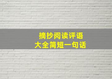 摘抄阅读评语大全简短一句话