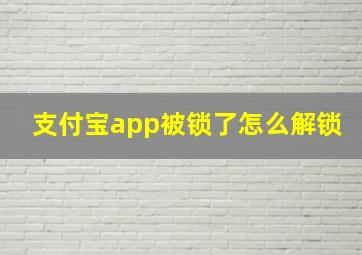 支付宝app被锁了怎么解锁