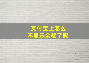 支付宝上怎么不显示余额了呢