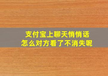 支付宝上聊天悄悄话怎么对方看了不消失呢