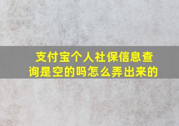 支付宝个人社保信息查询是空的吗怎么弄出来的