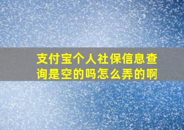 支付宝个人社保信息查询是空的吗怎么弄的啊