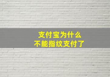 支付宝为什么不能指纹支付了