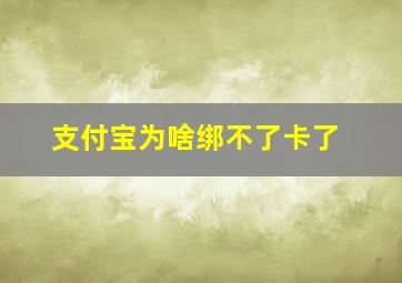 支付宝为啥绑不了卡了