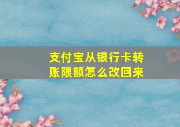 支付宝从银行卡转账限额怎么改回来