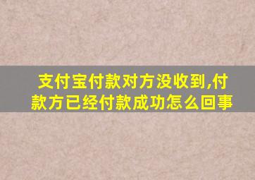 支付宝付款对方没收到,付款方已经付款成功怎么回事