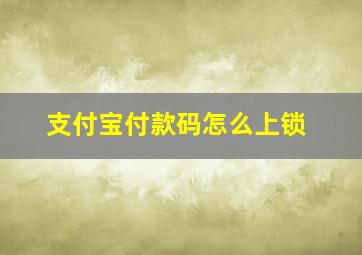 支付宝付款码怎么上锁