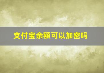 支付宝余额可以加密吗