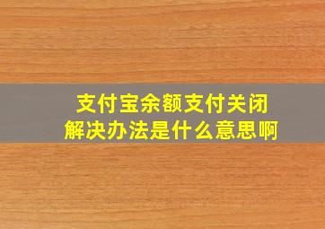 支付宝余额支付关闭解决办法是什么意思啊