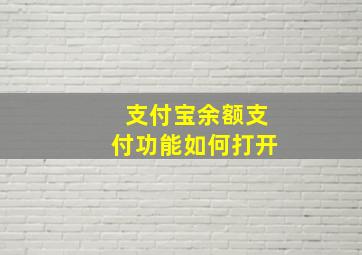 支付宝余额支付功能如何打开