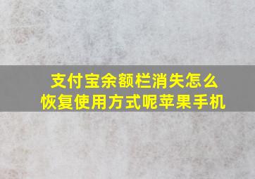 支付宝余额栏消失怎么恢复使用方式呢苹果手机