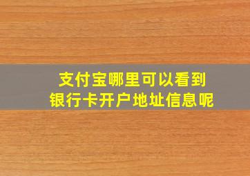 支付宝哪里可以看到银行卡开户地址信息呢