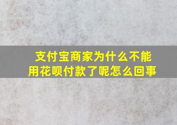 支付宝商家为什么不能用花呗付款了呢怎么回事